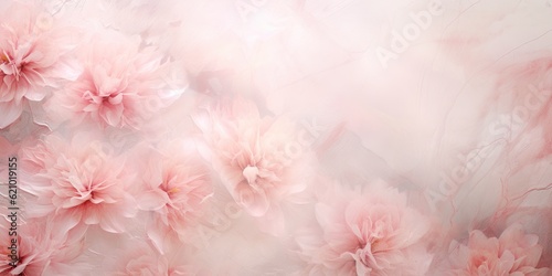 A bunch of pink flowers on a white background. Generative AI. Floral backdrop.