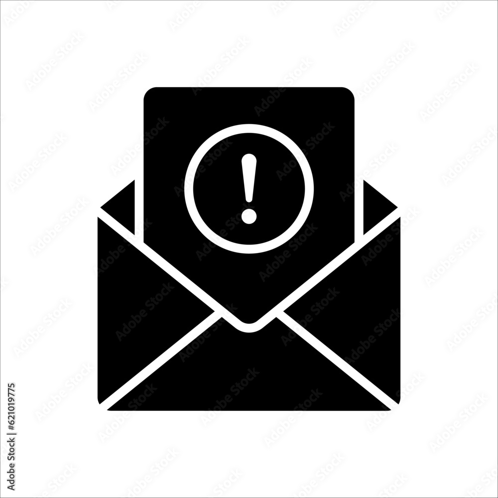 spam alert email warning single isolated on white background spam alert email warning single isolated on white background