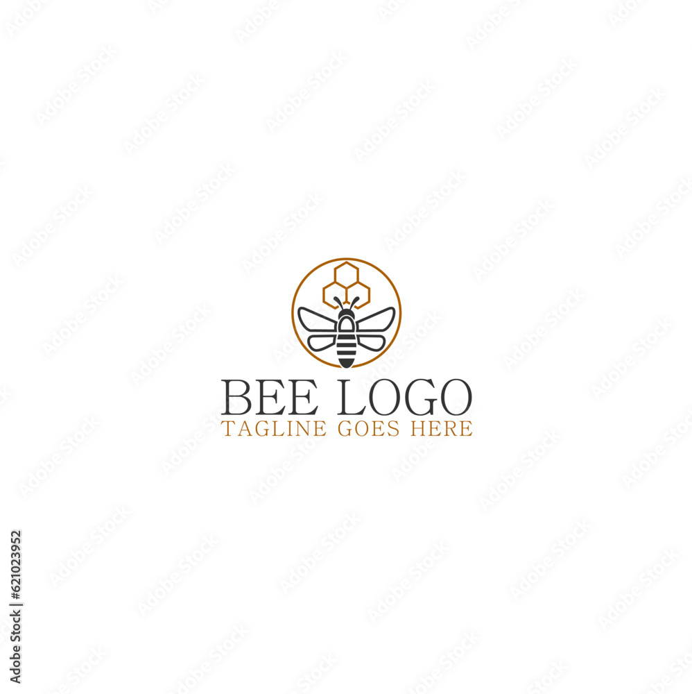Honey Bee logo design template isolated on white background Honey Bee logo design template isolated on white background