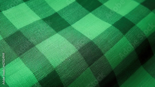 st patricks day green fabric textile pattern, plaid background. Generative Ai