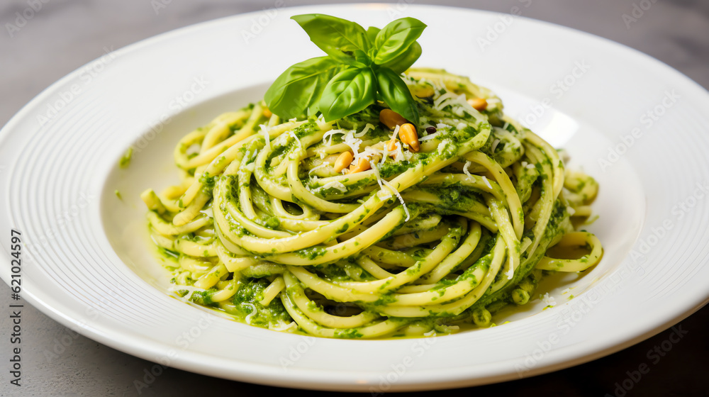 Pasta mit Pesto alla Genovese, Generative AI Pasta mit Pesto alla Genovese, Generative AI