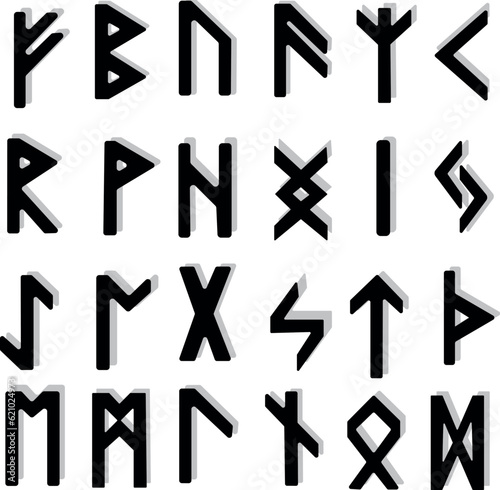 Classic runes. Runic alphabet icons. Celtic, Scandinavian ancient symbols, letters. design elements for fortune telling, divination, magic predictions and other