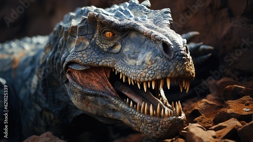 close up of a dinosaur velociraptor