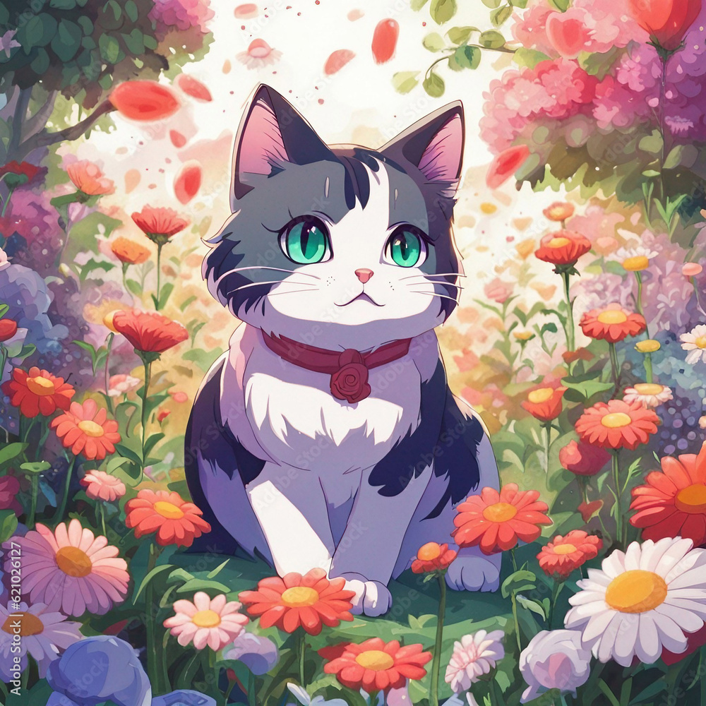 Generative AI cute cat, cute little cats, cute kitten sitting in flower field, anime cat, cute anime cat, kitty, cute little anime cat, cute kitten, aesthetic anime cat, adorable cat, adorable kitten Generative AI cute cat, cute little cats, cute kitten sitting in flower field, anime cat, cute anime cat, kitty, cute little anime cat, cute kitten, aesthetic anime cat, adorable cat, adorable kitten
