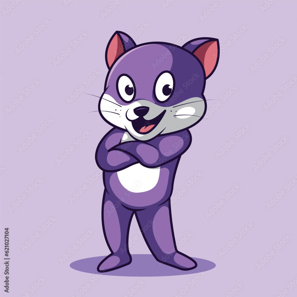 Cute cat standing cartoon flat and simple vector illustration Cute cat standing cartoon flat and simple vector illustration