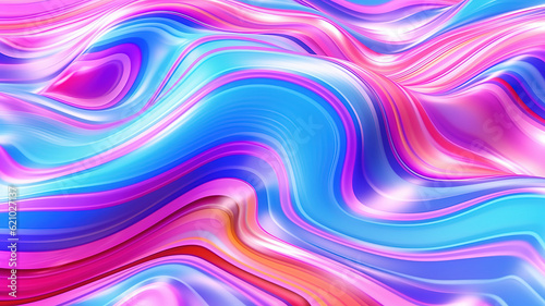 Seamless holographic pink and blue frosted molten plastic jelly waves background. Generative Ai