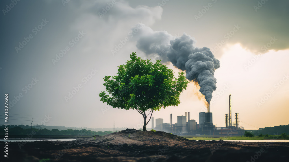 © Natalia - Chemical plant smoke green tree growing environmental problem alert © Natalia - Chemical plant smoke green tree growing environmental problem alert