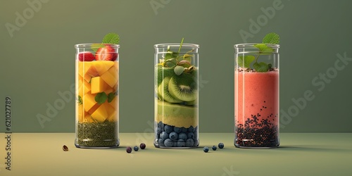 Vegetarian fruit and vegetable smoothies. made using generative AI tools