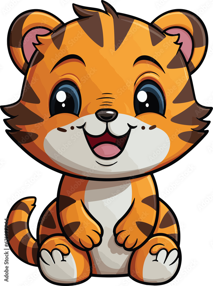 Funny cartoon baby tiger.GenerativeAI. Funny cartoon baby tiger.GenerativeAI.