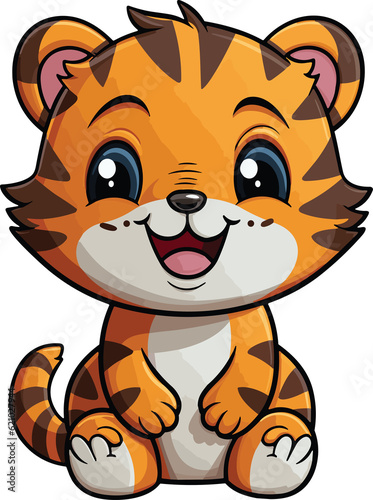 Funny cartoon baby tiger.GenerativeAI.