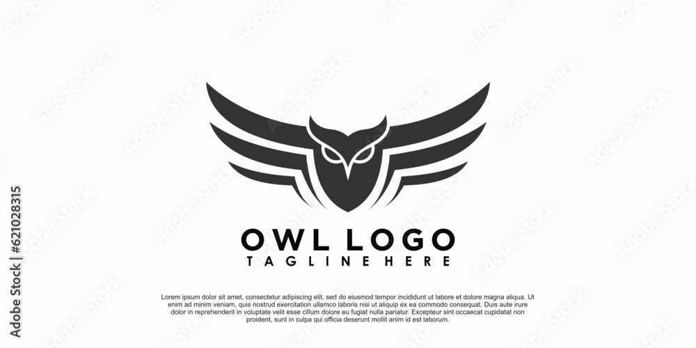 owl logo design with simple concept