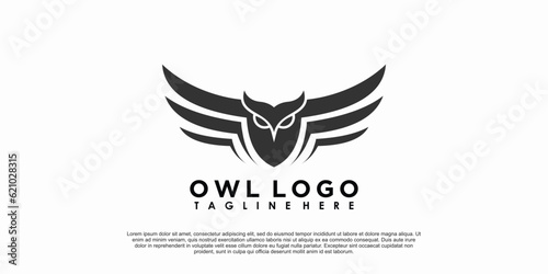 owl logo design with simple concept