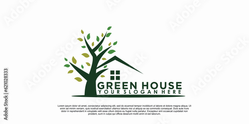 green house logo design with simple concept