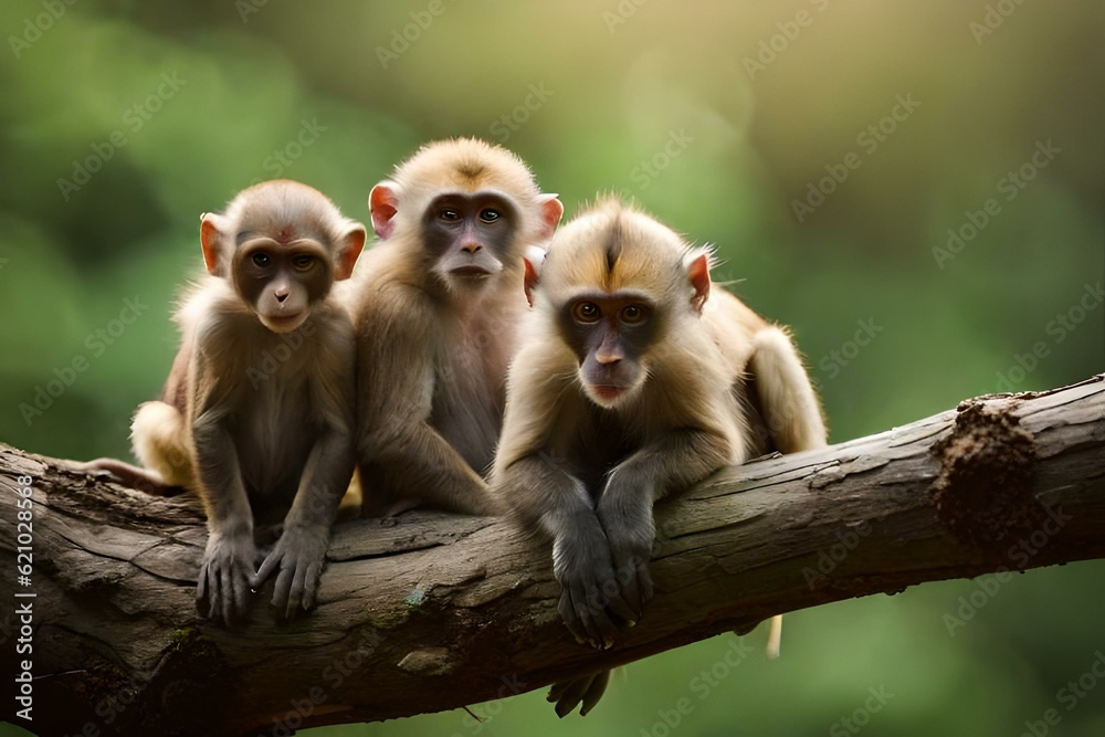 a group of white tailed macaque