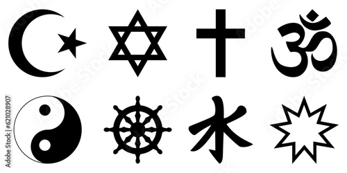 Set of world religion symbols. Vector illustration