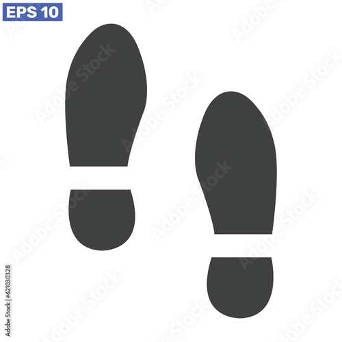 Human Shoe footprints icon white background design.