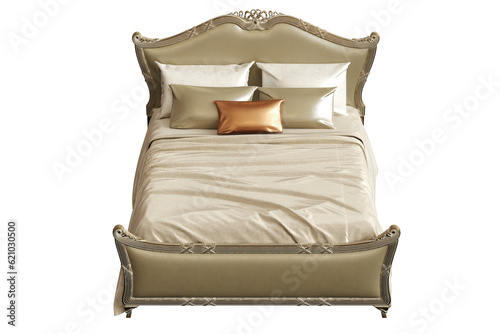 bed isolate on a transparent background, interior furniture, 3D illustration, cg render
