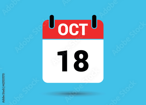 October 18 Calendar Date Flat Icon Day 18 Vector Illustration