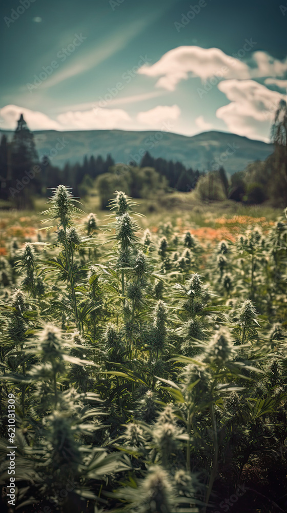 A Field of Beautiful Cannabis Buds