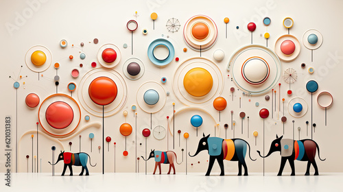 Fototapeta Naklejka Na Ścianę i Meble -  3d drawing, in the style of cartoon abstraction, colorful