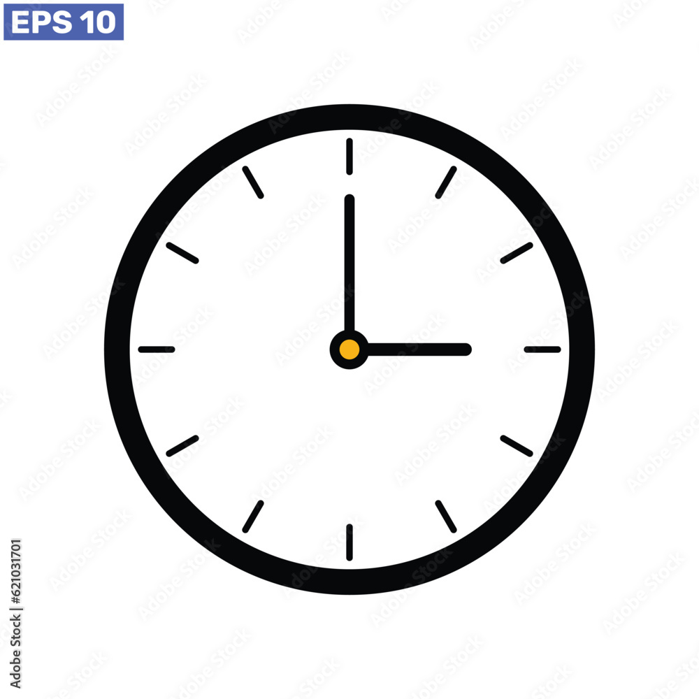 Clock time icon symbol isolated on white background design. Clock time icon symbol isolated on white background design.