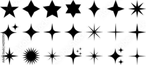 Canvas Print Sparkle star icons set