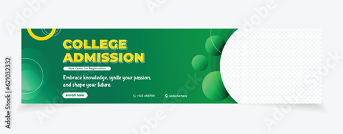 Admission banner design green yellow color template easy to edit