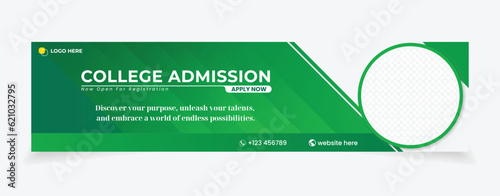 Admission banner design green yellow color template easy to edit