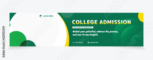 Admission banner design green yellow color template easy to edit