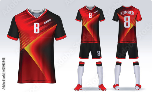 t-shirt sport design template, Soccer jersey mockup for football club. uniform front and back view.