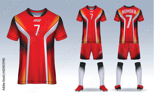 t-shirt sport design template, Soccer jersey mockup for football club. uniform front and back view.