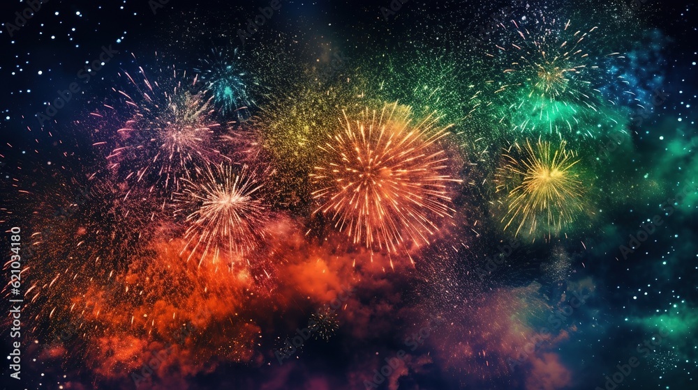 Colorful fireworks. Generative ai image.