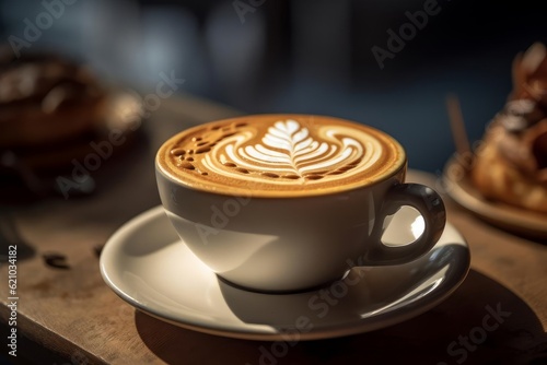 Freshly Brewed Cappuccino Close-Up AI Generated