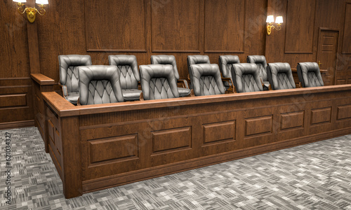 jury bench in court.