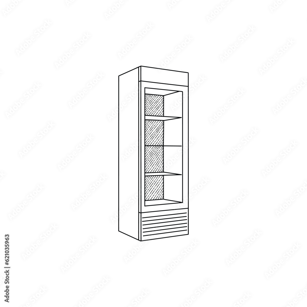 line art vector design of Refrigerator, icon minimalist illustration design template