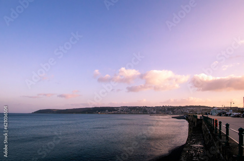 Sunset over the town of Penzance in Cornwall, UK
