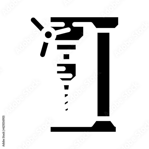 drill press tool work glyph icon vector. drill press tool work sign. isolated symbol illustration