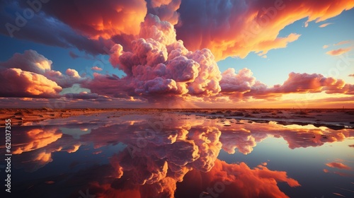 clouds with orange colors and refracted light
