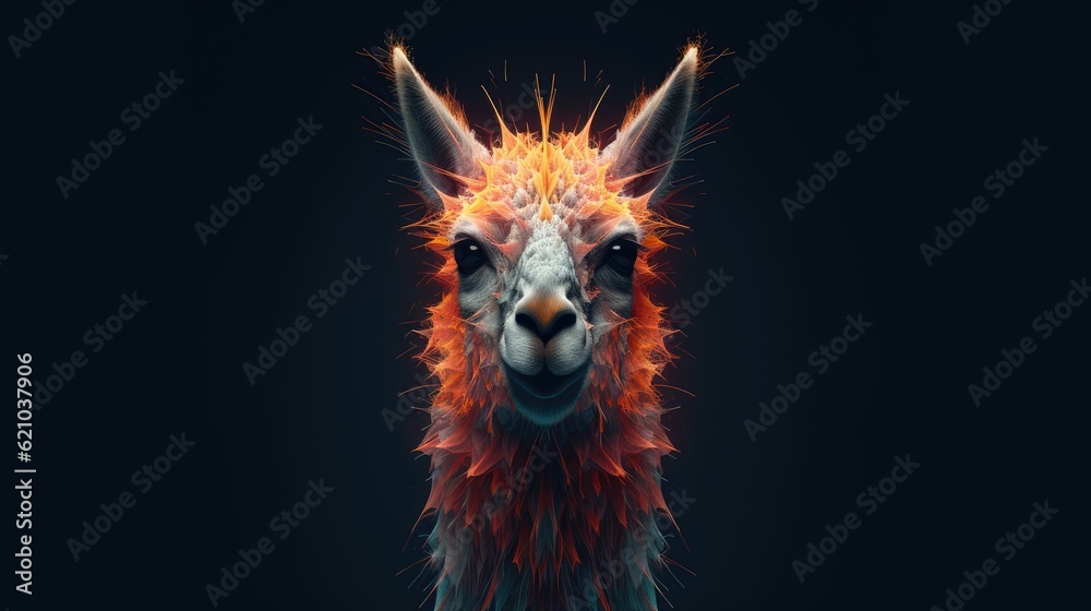 Fototapeta premium Llama tilts its head towards the direction of the camera. made using generative AI tools
