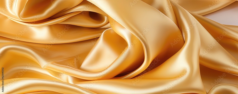 Abstract background of golden satin fabric. 3d rendering, 3d illustration Abstract background of golden satin fabric. 3d rendering, 3d illustration