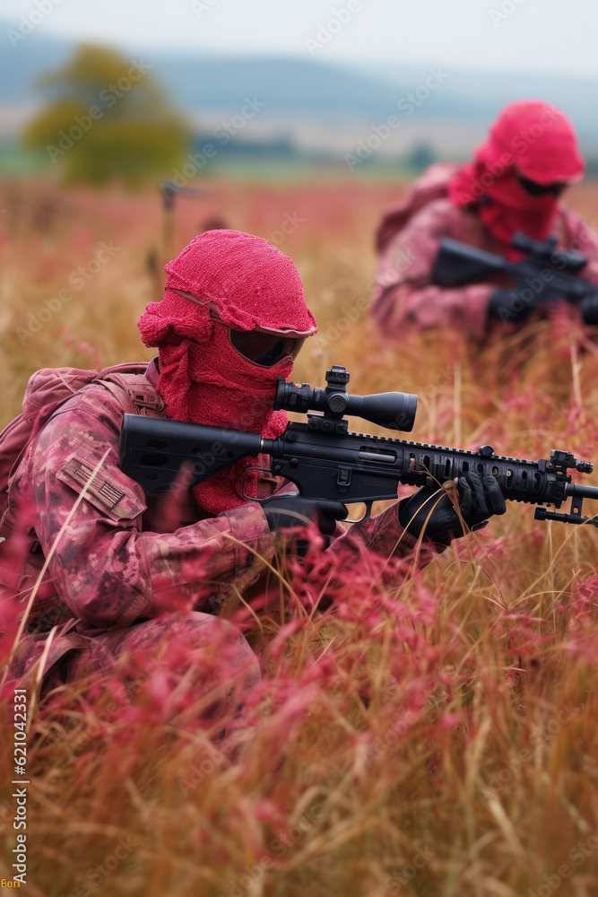 Fototapeta premium Soldiers crossing a field