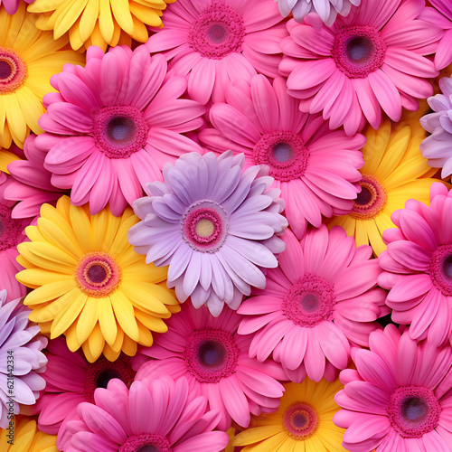 pink and yellow  flowers AI generated 