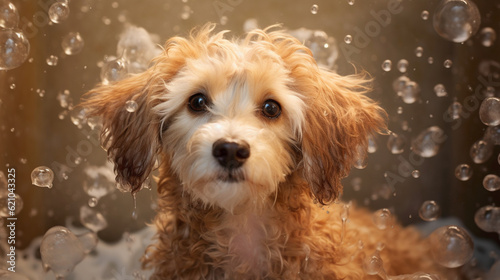 jack russell terrier taking a shower - Generative AI