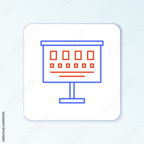 Line Eye test chart icon isolated on white background. Poster for vision testing in ophthalmic study. Snellen chart. Colorful outline concept. Vector