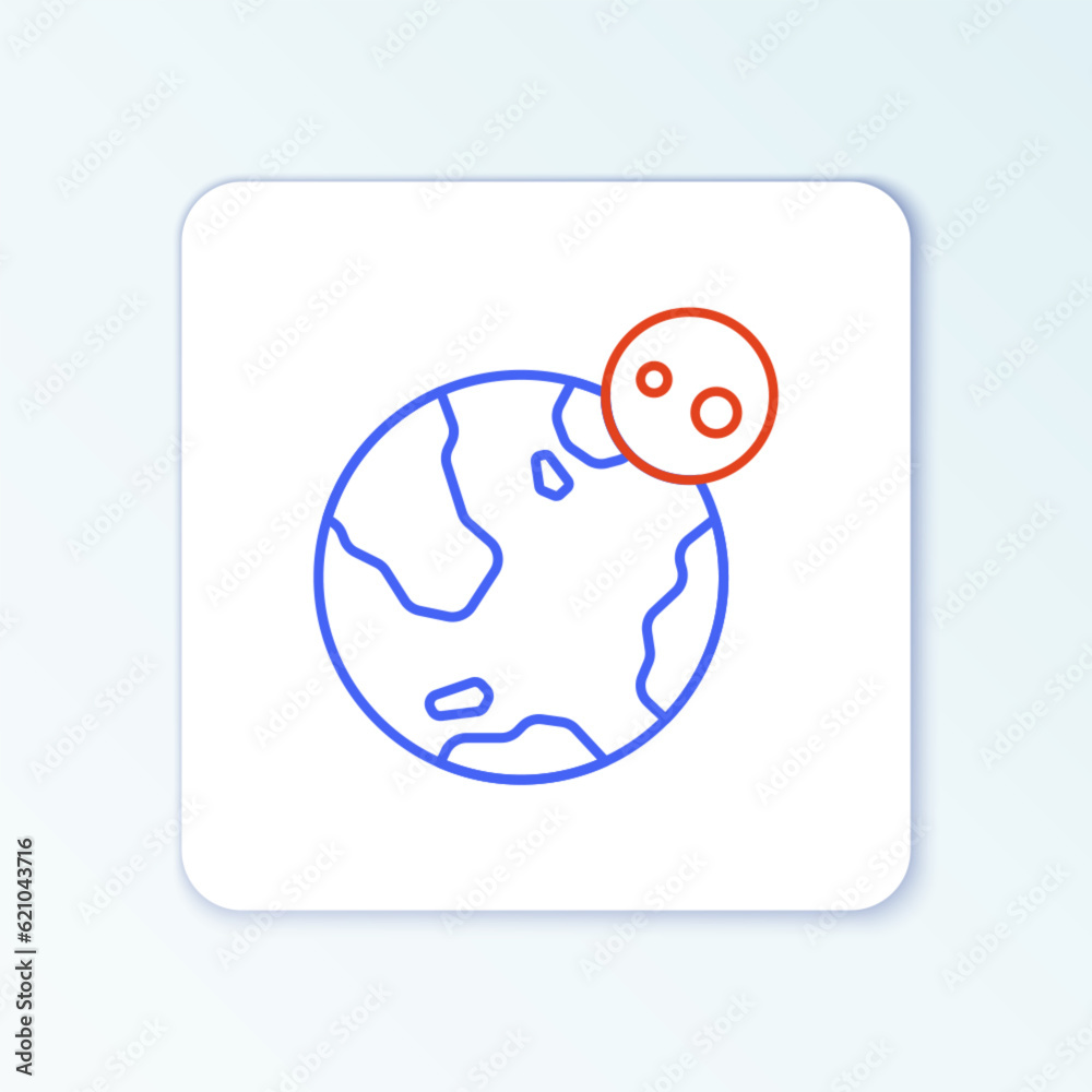 Line Earth globe icon isolated on white background. World or Earth sign. Global internet symbol. Geometric shapes. Colorful outline concept. Vector Line Earth globe icon isolated on white background. World or Earth sign. Global internet symbol. Geometric shapes. Colorful outline concept. Vector