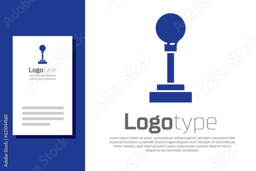 Blue Gear shifter icon isolated on white background. Manual transmission icon. Logo design template element. Vector