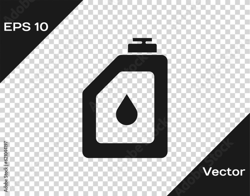 Black Canister for motor machine oil icon isolated on transparent background. Oil gallon. Oil change service and repair. Engine oil sign. Vector