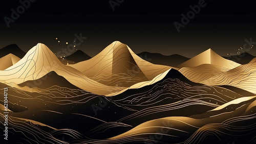 generative AI  Mountain line art background  luxury gold wallpaper design for cover  invitation background  illustration  Submitted 2 months ago