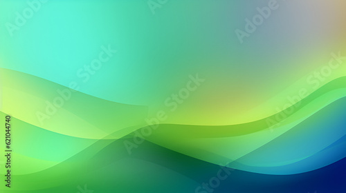 Abstract background with smooth lines in green, blue and yellow colors. Generative AI.