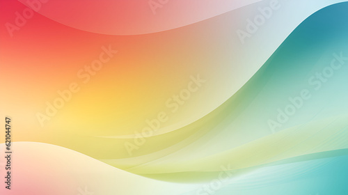 Abstract background with smooth lines in yellow, orange and blue colors. Generative AI.